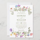 Elegante Wildblumen Rustikale moderne QR-Code-Hoch Einladung (Vorderseite)