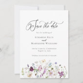 Elegante Wildblumen Save the Date Einladung (Vorderseite)