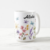 Elegante Wildblumen Schmetterlinge Kaffeetasse (VorderseiteRechts)