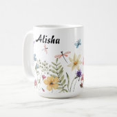Elegante Wildblumen Schmetterlinge Kaffeetasse (Vorderseite Links)