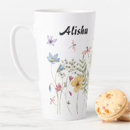 Elegante Wildblumen Schmetterlinge Milchtasse