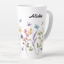 Elegante Wildblumen Schmetterlinge Milchtasse