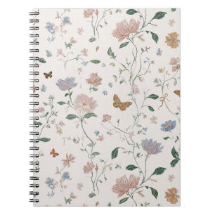 Elegante Wildblumen- & Schmetterlings-Toile-De-Jou Notizblock