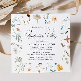 Elegante Wildblumen Square Frame Graduation Party Einladung