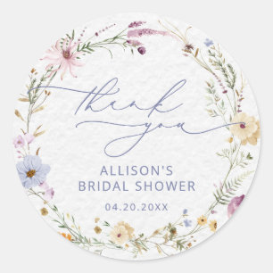 Elegante Wildblumen-Wasserfarben-Blumen-Braut-Show Runder Aufkleber