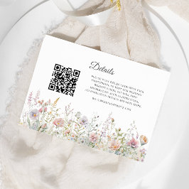Elegante Wildblumen Wasserfarben QR-Codedetails Begleitkarte