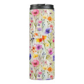 Elegante Wildblumen Wasserfarbmuster Thermosbecher (Rückseite)