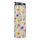 Elegante Wildblumen Wasserfarbmuster Thermosbecher (Nach rechts gedreht)
