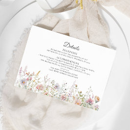 Elegante Wildblumen Watercolor Hochzeitdetails Begleitkarte