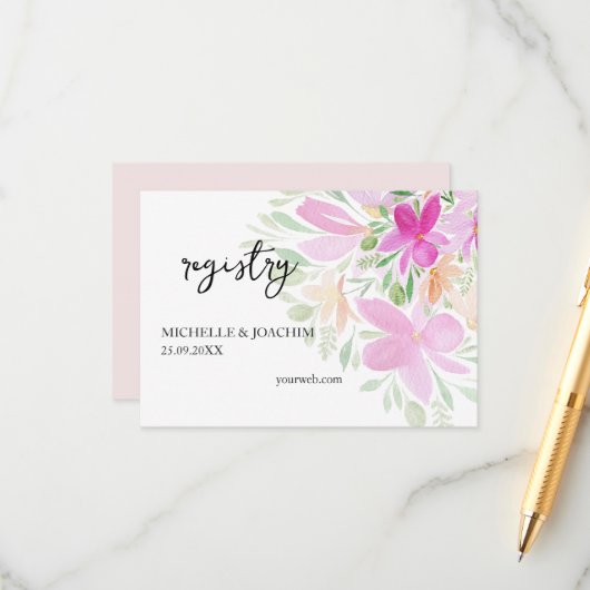 Elegante Wildblumen Watercolor Kunst - Karte (Vorderseite/Rückseite Beispiel)