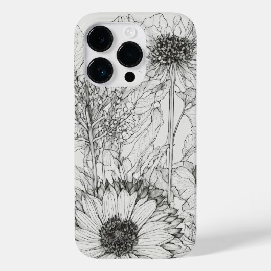 Elegante Wildblumen, weiß und schwarz Case Mate (Rückseite)