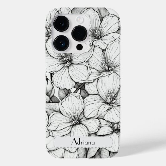 Elegante Wildblumen, weiß und schwarz Case Mate (Rückseite)