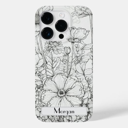 Elegante Wildblumen weiß und schwarz Case-Mate iPhone Hülle (Rückseite)