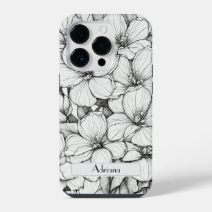 Elegante Wildblumen, weiß und schwarz Case Mate iPhone 14 Pro Hülle