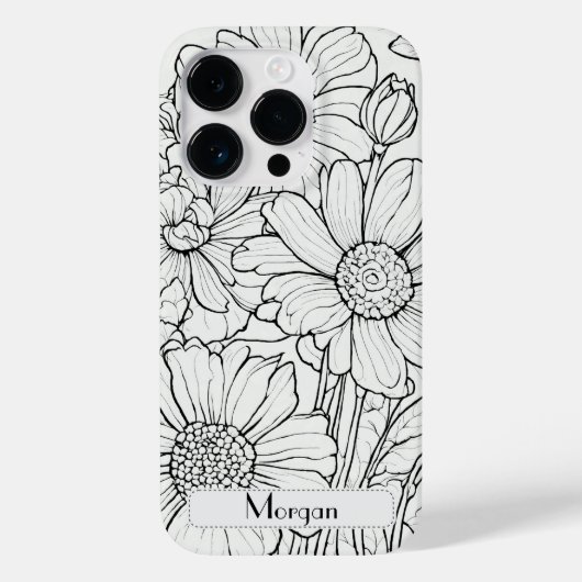 Elegante Wildblumen weiß und schwarz Case-Mate iPhone Hülle (Rückseite)