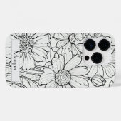 Elegante Wildblumen weiß und schwarz Case-Mate iPhone Hülle (Rückseite (Horizontal))