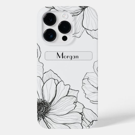 Elegante Wildblumen weiß und schwarz Case-Mate iPhone Hülle (Rückseite)