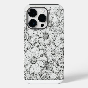 Elegante Wildblumen weiße und schwarze Case-Mate iPhone 14 Pro Hülle