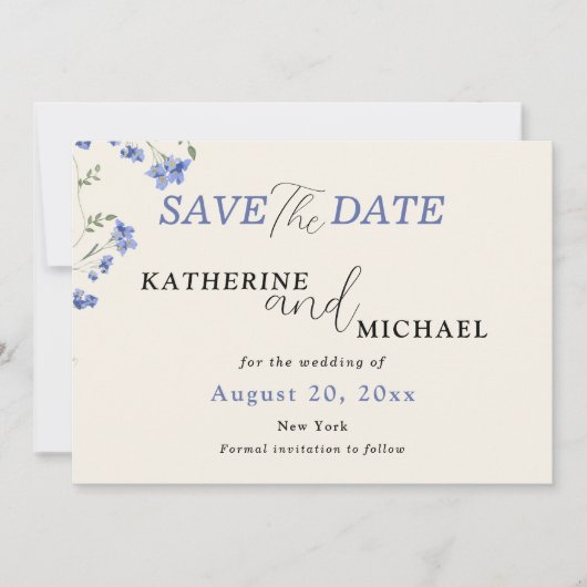 Elegante Wildblumen Wiese Hochzeit Save The Date (Vorderseite)