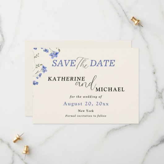 Elegante Wildblumen Wiese Hochzeit Save The Date (Vorderseite/Rückseite Beispiel)