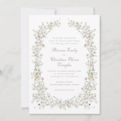 Elegante Wildblumen Wreath Blush Pink Wedding Einladung (Vorderseite)