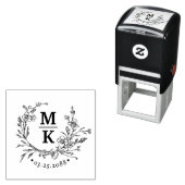 Elegante Wildblumen Wreath Wedding Couple Monogram Permastempel (Beispiel)