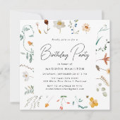 Elegante Wildblumen zum Geburtstag Einladung (Vorderseite)