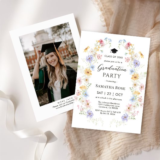 Elegante Wildblumengarten-Abschlussfeier Einladung