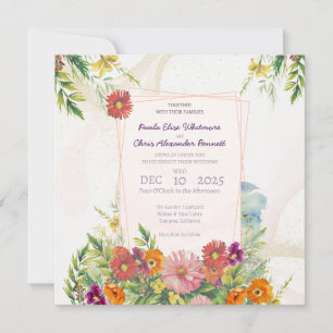 Elegante Wildblumengarten-Hochzeitseinladung Einladung