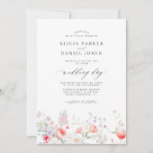 Elegante Wildblumengarten-QR-Code-RSVP-Hochzeit Einladung (Vorderseite)