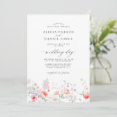 Elegante Wildblumengarten-QR-Code-RSVP-Hochzeit Einladung (Stehend Vorderseite)