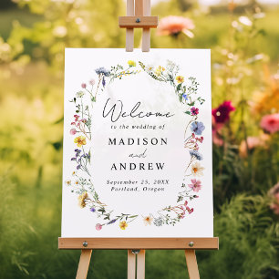 Elegante Wildblumenwiese Hochzeitsbegrüßung Acrylschild