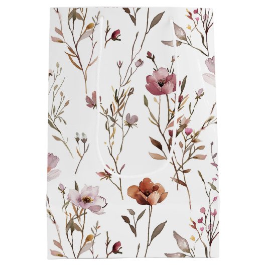 Elegante wilde Blume bohemian Mittlere Geschenktüte (Rückseite)