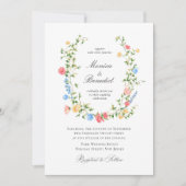 Elegante Wilde Blume Bohemisch Hochzeit Einladung (Vorderseite)