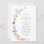 Elegante Wilde Blume Hochzeit Einladung (Vorderseite)