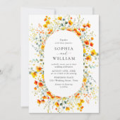 Elegante Wilde Blume Hochzeit Einladung (Vorderseite)