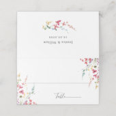 Elegante Wilde Blume Hochzeit Platzkarte (Außenseite Aufgefaltet)