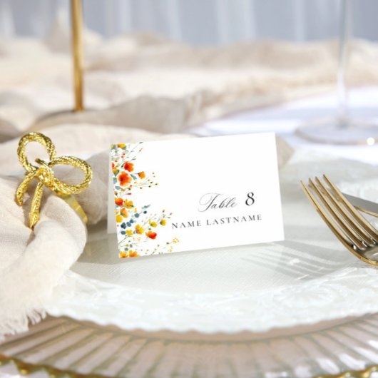 Elegante Wilde Blume Hochzeit Platzkarte Tischnummer