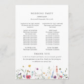 Elegante Wilde Blume Hochzeit Programm (Rückseite)