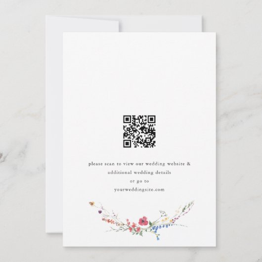 Elegante Wilde Blume Hochzeit Save The Date (Rückseite)