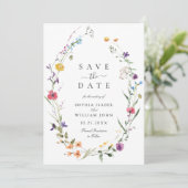 Elegante Wilde Blume Hochzeit Save The Date (Stehend Vorderseite)