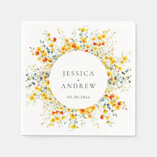 Elegante Wilde Blume Hochzeit Serviette (Vorderseite)