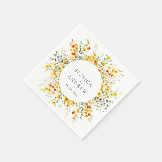 Elegante Wilde Blume Hochzeit Serviette (Ecke)