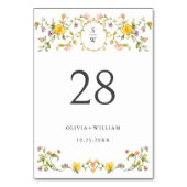 Elegante Wilde Blume Hochzeit Tischnummer (Rückseite)