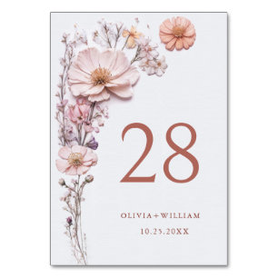 Elegante Wilde Blume Hochzeit Tischnummer