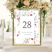 Elegante Wilde Blume Hochzeit Tischnummer