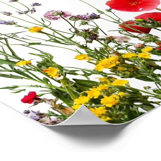 Elegante Wilde Blume Hochzeitskarten und Geschenke Poster (Ecke)