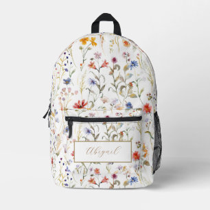 Elegante wilde Blume in Aquarellen Bedruckter Rucksack