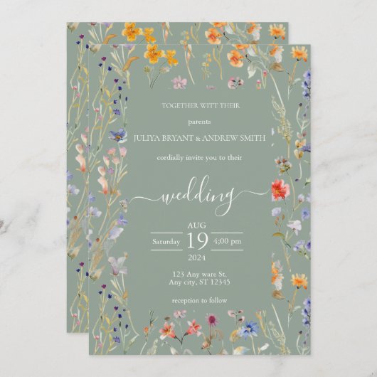 Elegante wilde Blume Splash & Spa Tamaro Einladung (Vorne/Hinten)