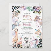 Elegante Wilde Kindersafaris in Wasserfarbe 3Th B Einladung (Vorderseite)